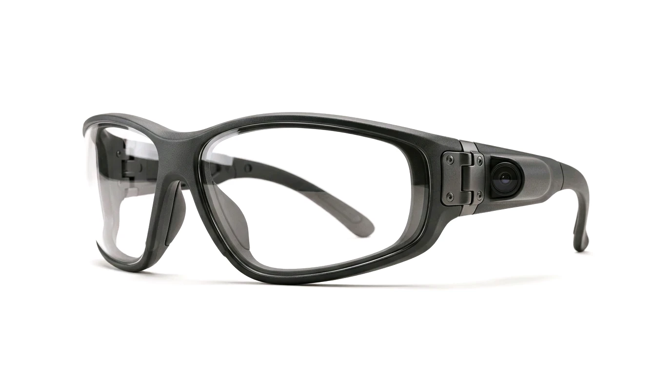 Trenon safety glasses with an integrated camera on the right temple